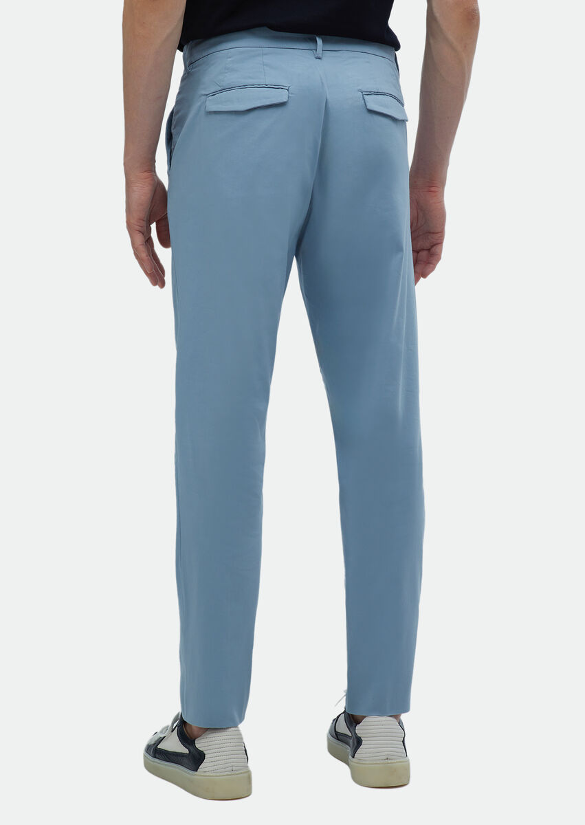 Blue Weaving Regular Fit Casual Cotton Blended Trousers - 5