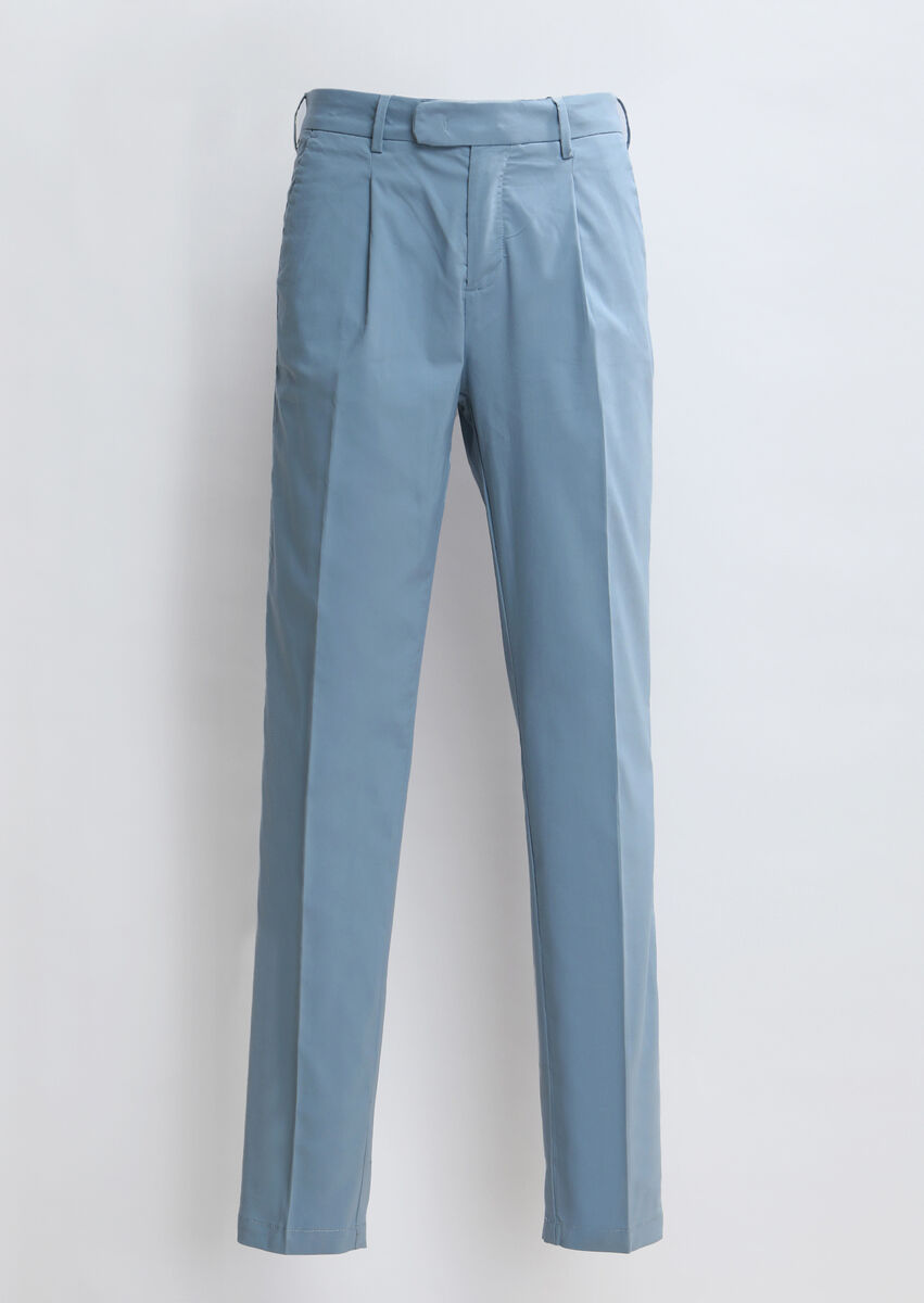 Blue Weaving Regular Fit Casual Cotton Blended Trousers - 6