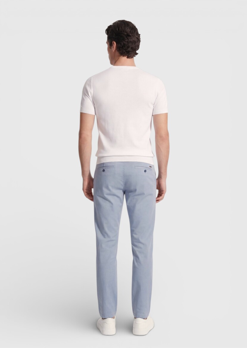 Blue Weaving Regular Fit Casual Cotton Blended Trousers - 4