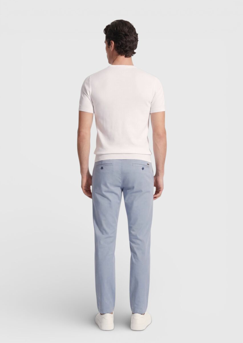 Blue Weaving Regular Fit Casual Cotton Blended Trousers - 4