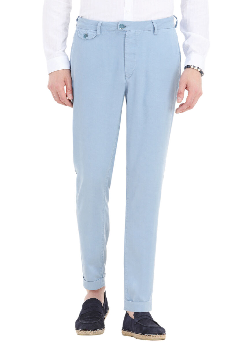 Blue Weaving Regular Fit Casual Trousers - 2