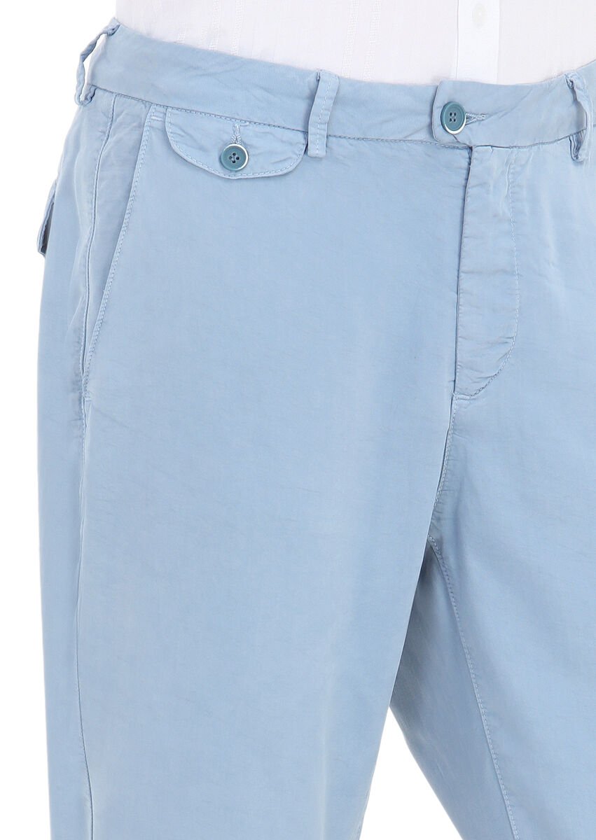 Blue Weaving Regular Fit Casual Trousers - 4