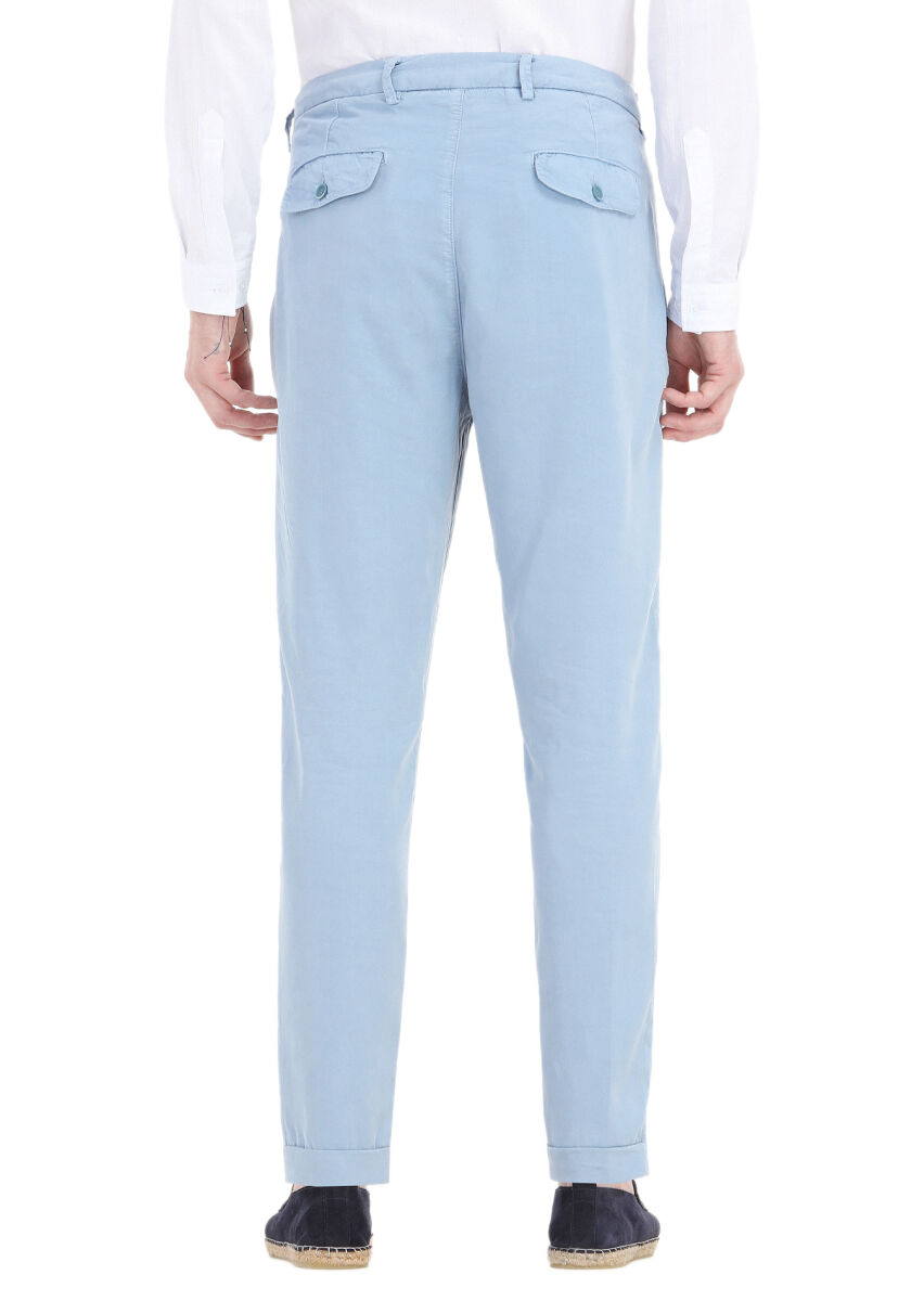 Blue Weaving Regular Fit Casual Trousers - 5