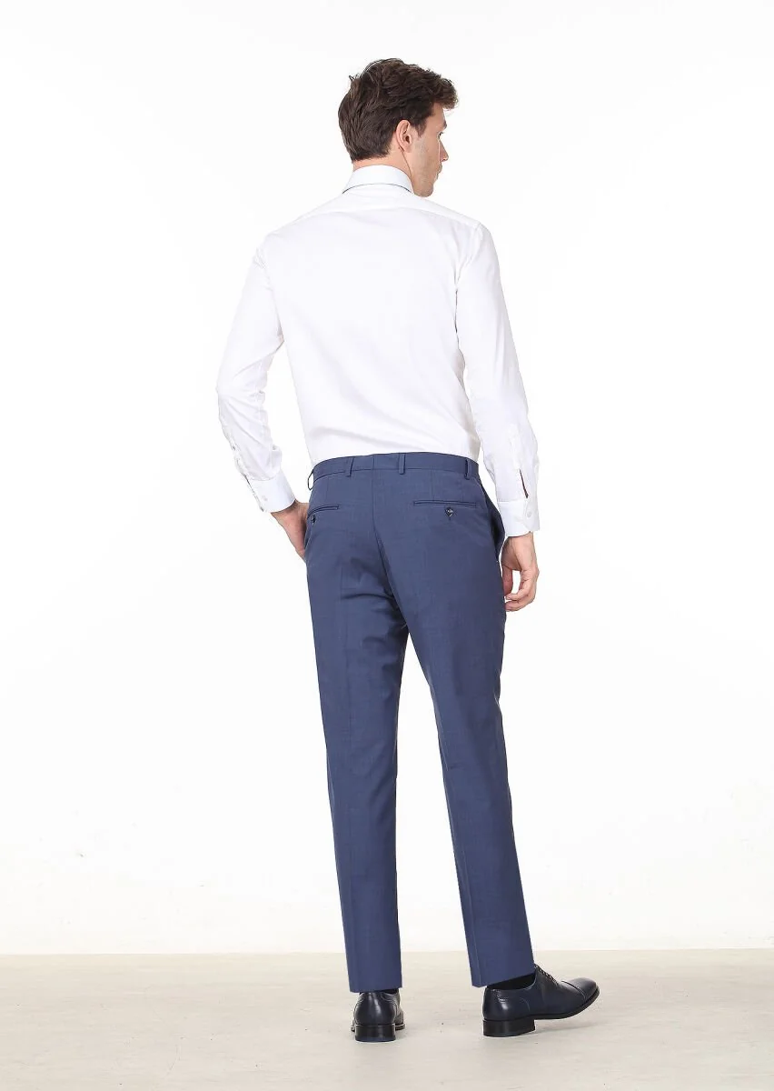 Blue Weaving Regular Fit Classical 100% Wool Trousers - 4