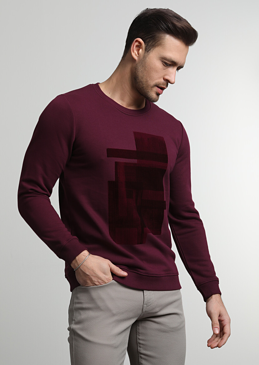 Bordo Baskılı Sweatshırt 