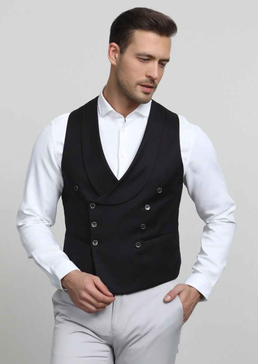 Bordo Düz Casual Yelek - 1