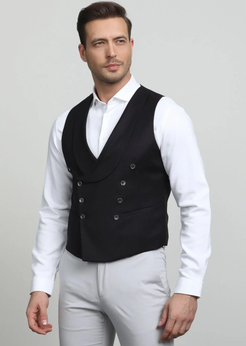 Bordo Düz Casual Yelek - 3