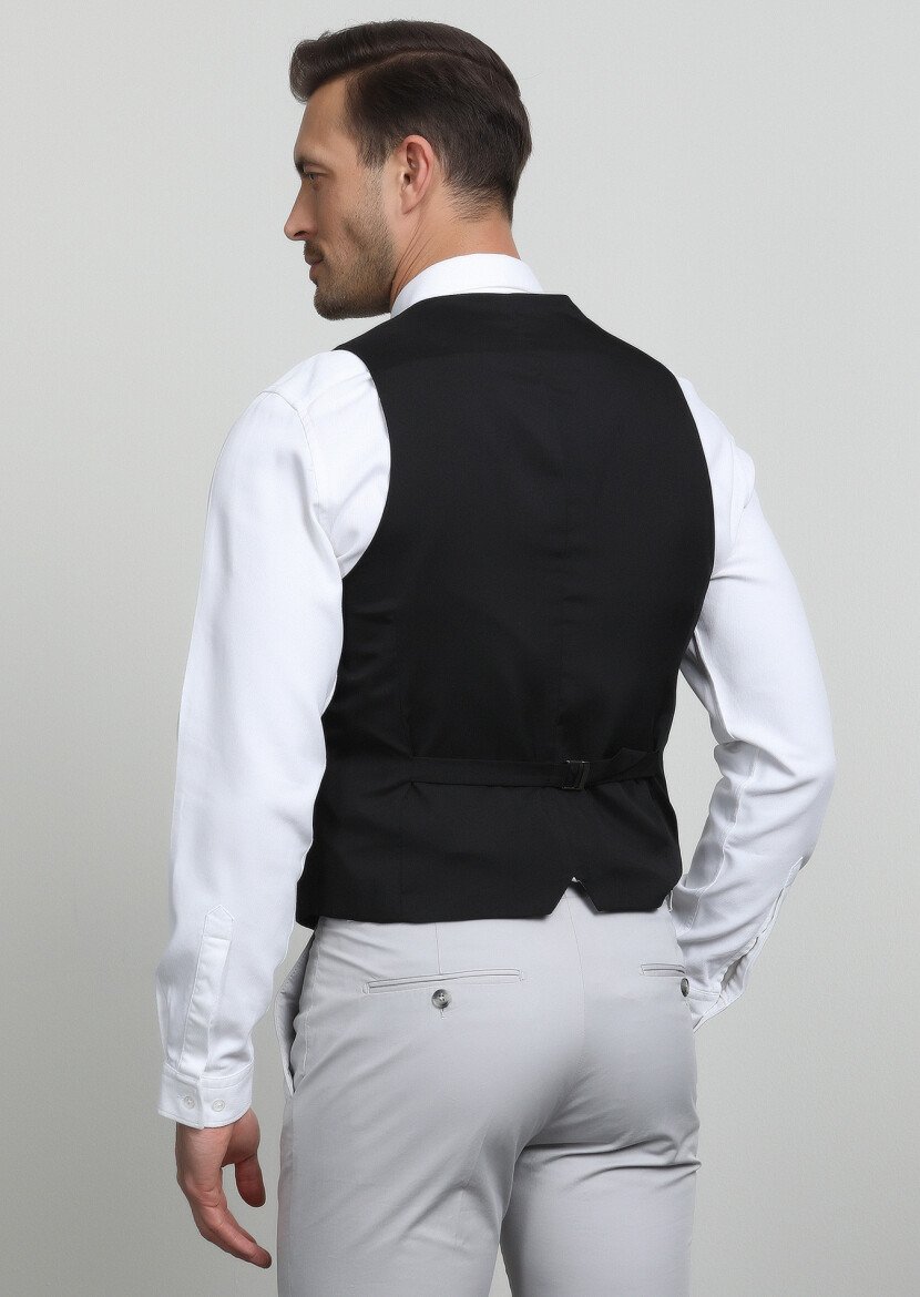 Bordo Düz Casual Yelek - 4