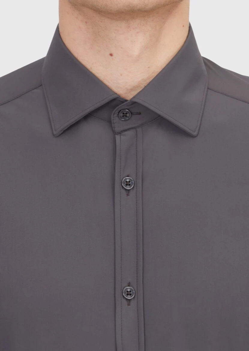 Bordo Düz Regular Fit Dokuma Klasik Gömlek - 5