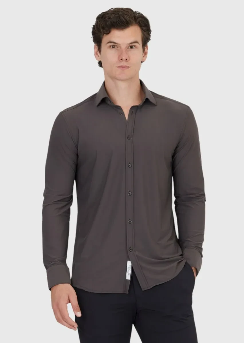 Bordo Düz Regular Fit Dokuma Klasik Gömlek - 1