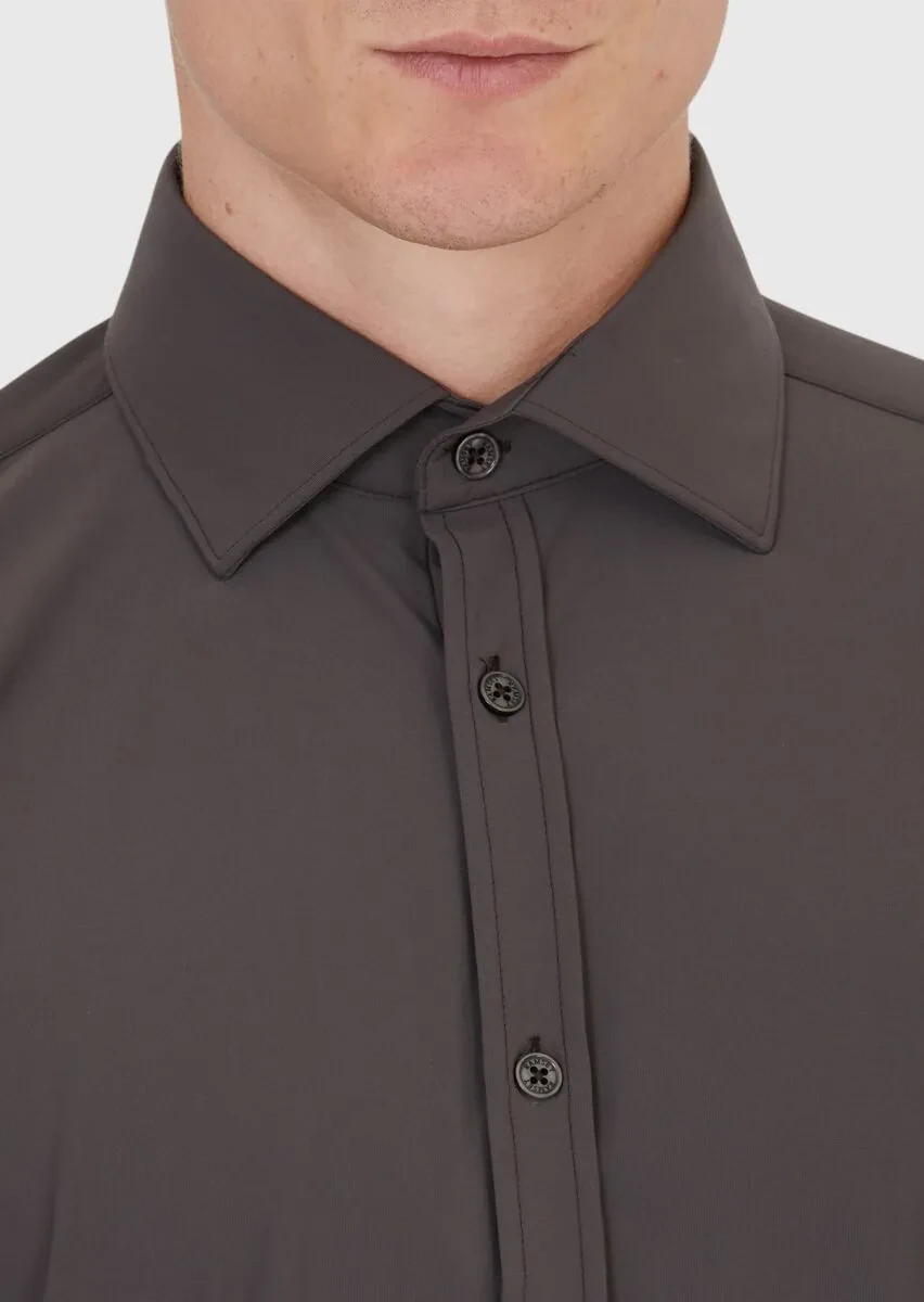 Bordo Düz Regular Fit Dokuma Klasik Gömlek - 4