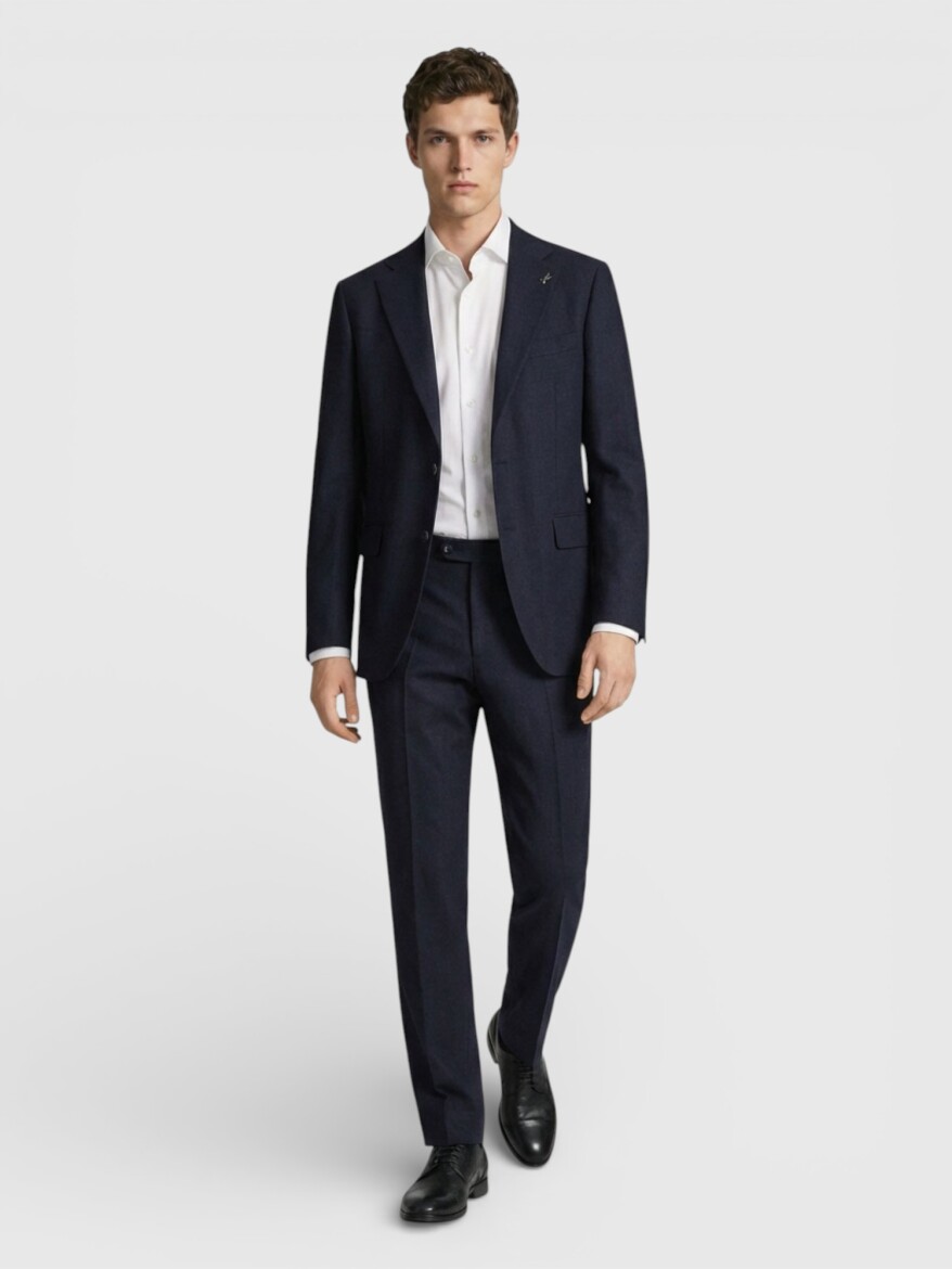 Bordo Düz Zeroweight Slim Fit Yün Karışımlı Takım Elbise - 2