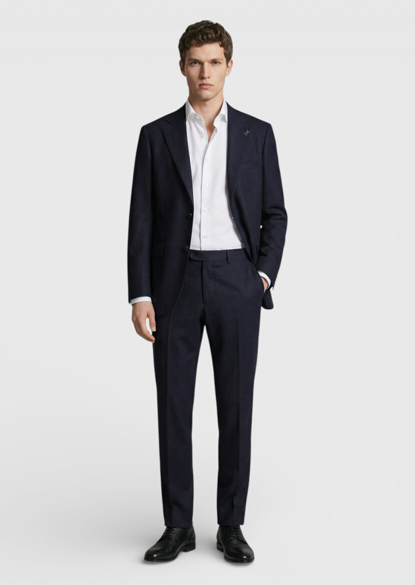 Bordo Düz Zeroweight Slim Fit Yün Karışımlı Takım Elbise - RAMSEY