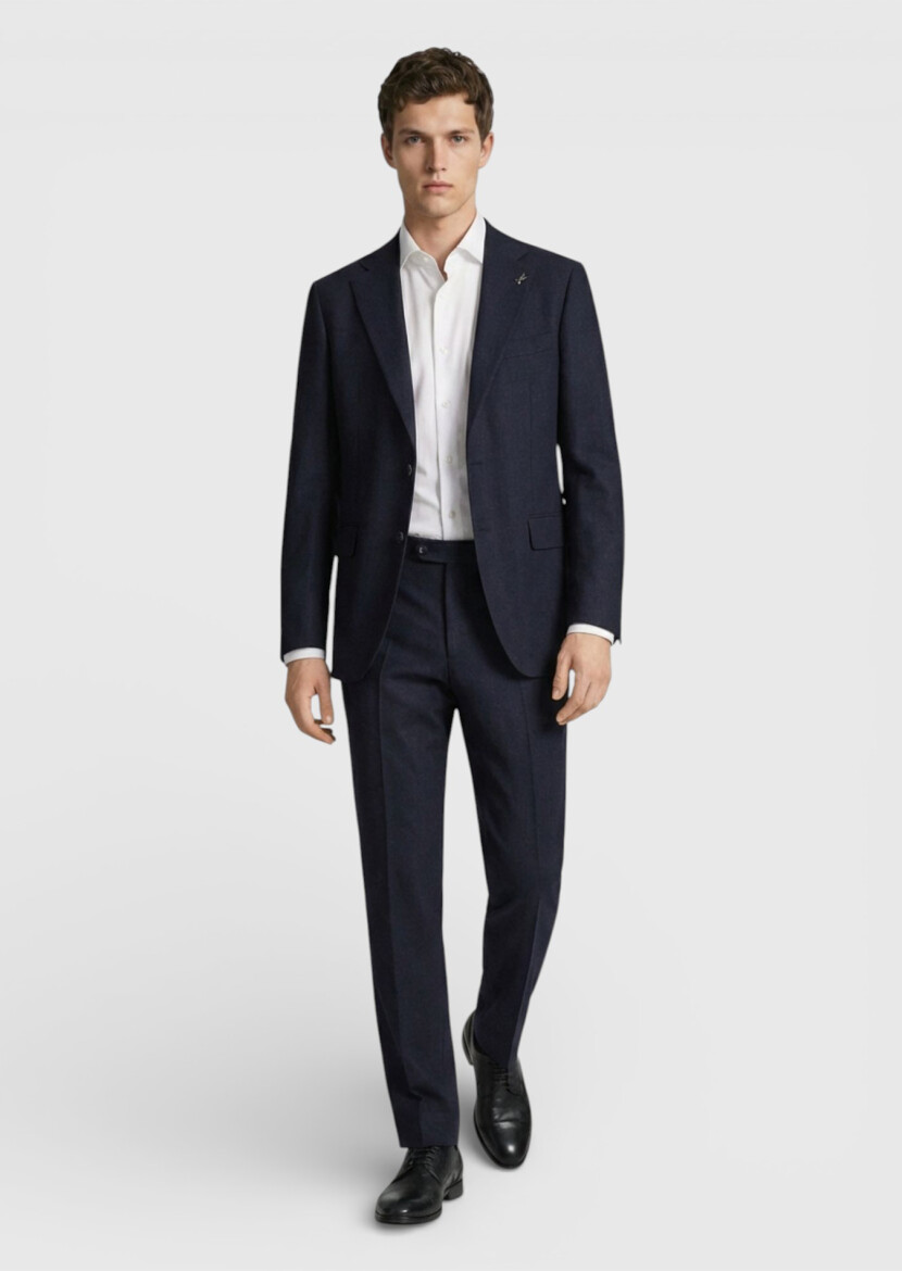 Bordo Düz Zeroweight Slim Fit Yün Karışımlı Takım Elbise - RAMSEY