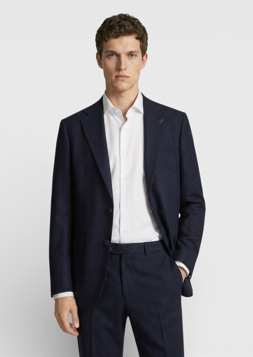 Bordo Düz Zeroweight Slim Fit Yün Karışımlı Takım Elbise - 3