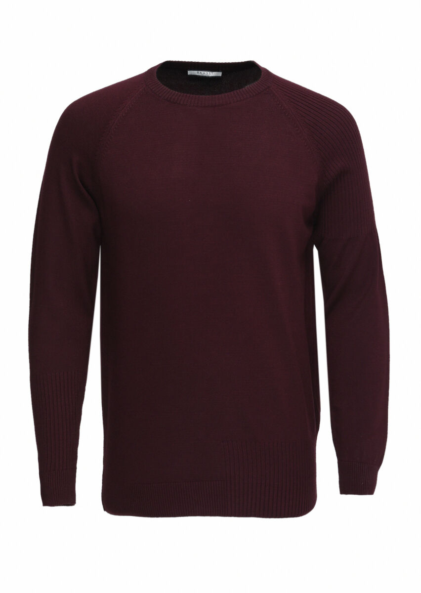 Bordo Jakarlı Triko Kazak - 5