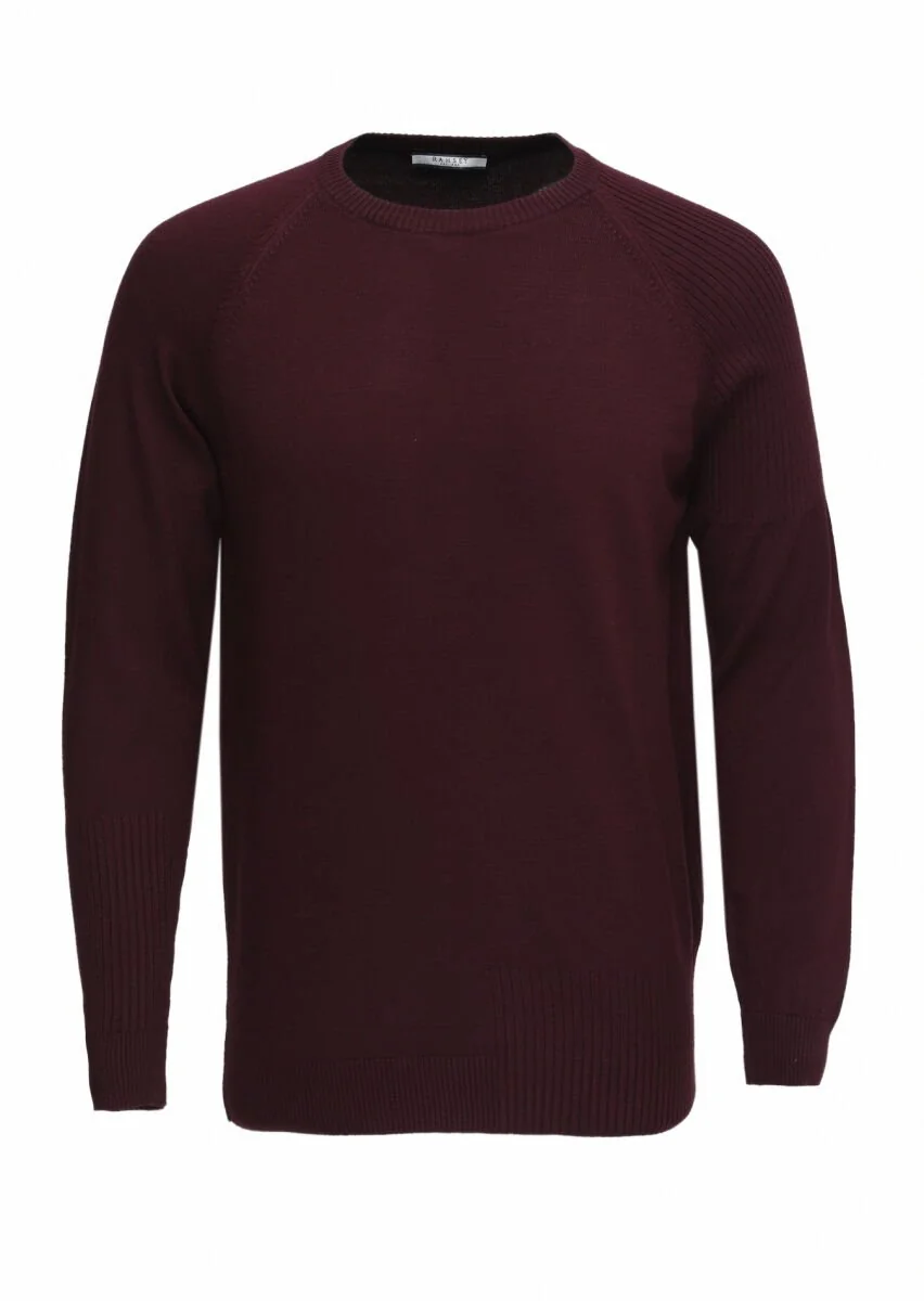 Bordo Jakarlı Triko Kazak - 5
