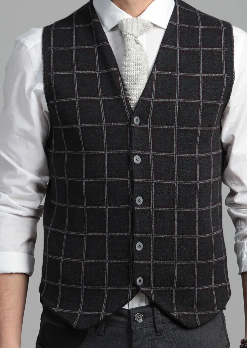 Bordo Regular Fit Casual Örme Triko Yelek - 4