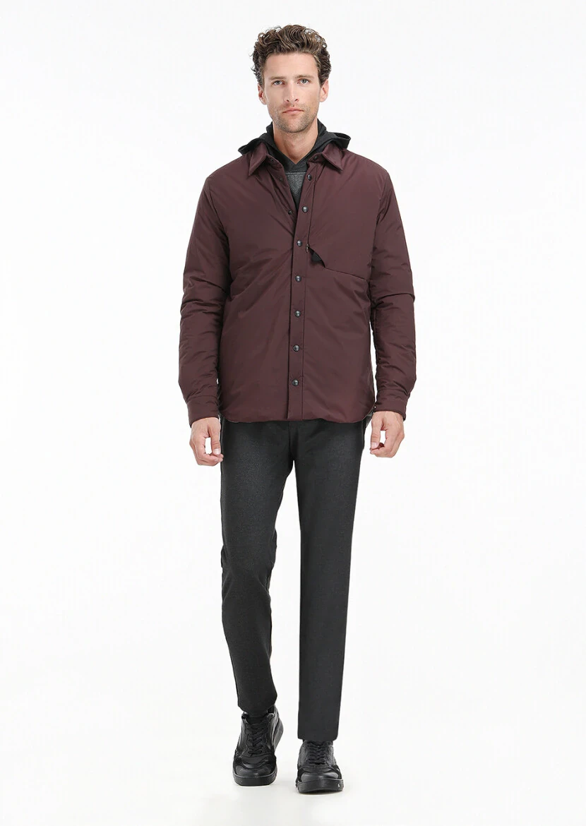 Bordo Regular Fit Micro Jel Elyaflı Spor Ceket - 1