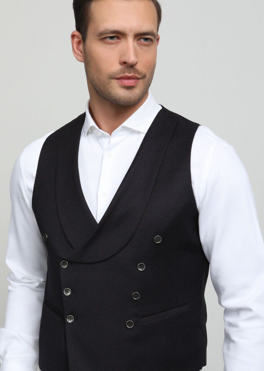 Bordo Slim Fit Şal Yaka Casual Yelek - 2