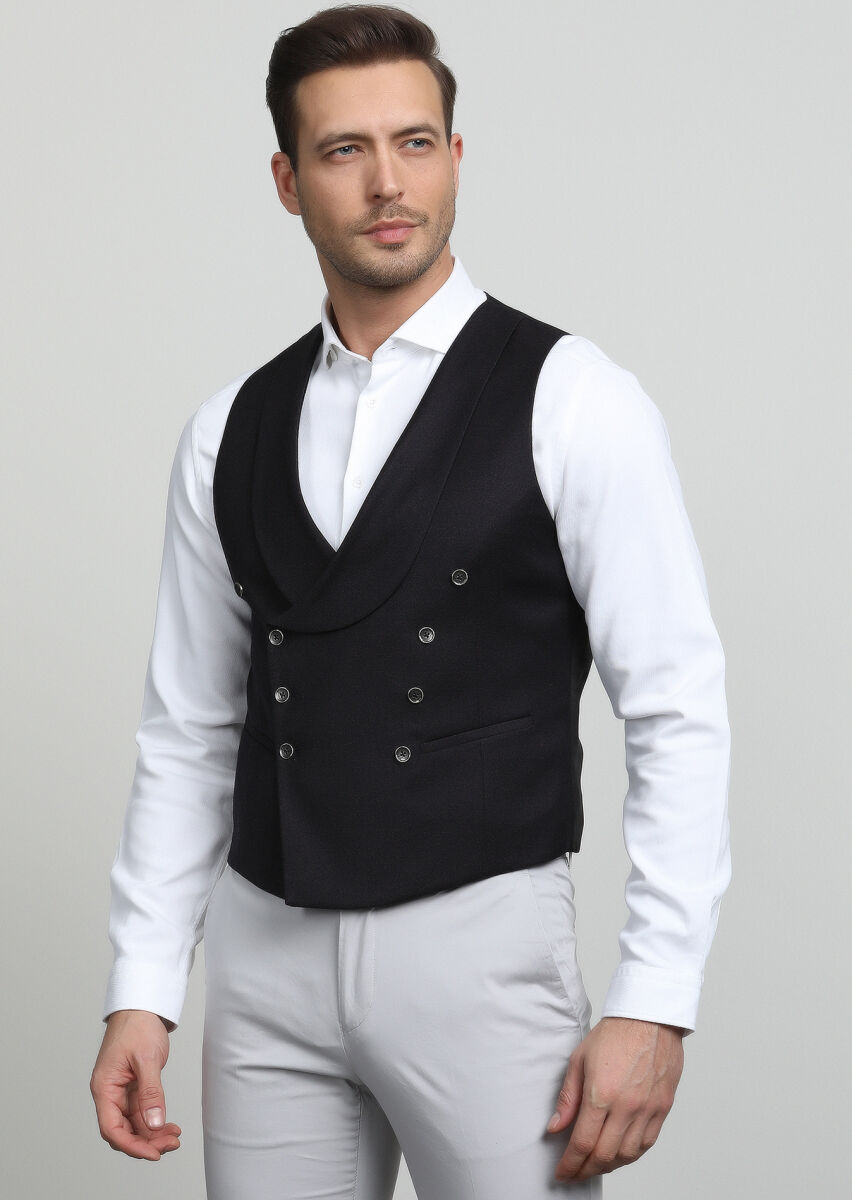 Bordo Slim Fit Şal Yaka Casual Yelek - 3