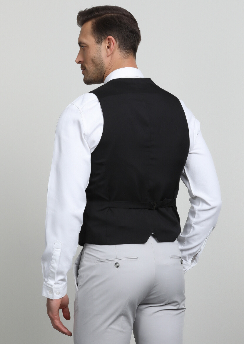 Bordo Slim Fit Şal Yaka Casual Yelek - 4