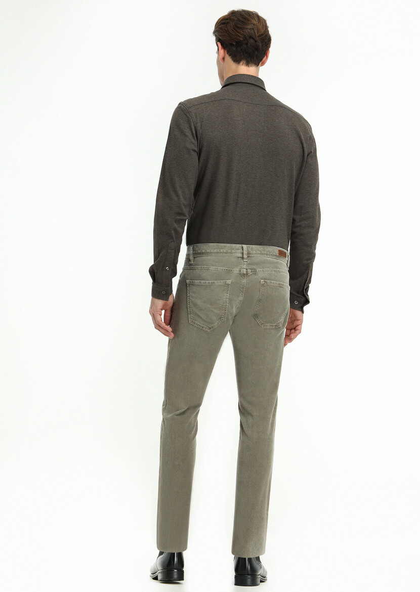 Brown Fitted Fit Long Knitting Casual 100% Cotton Shirt - 4