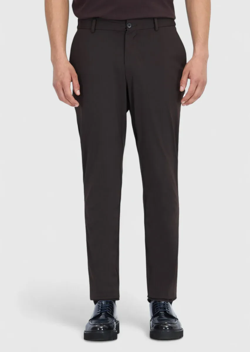 Brown Knitting Jogging Fit Casual Trousers - 2