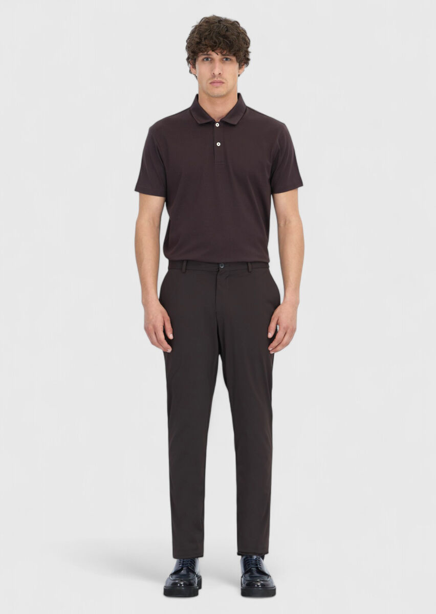 Brown Knitting Jogging Fit Casual Trousers - 1