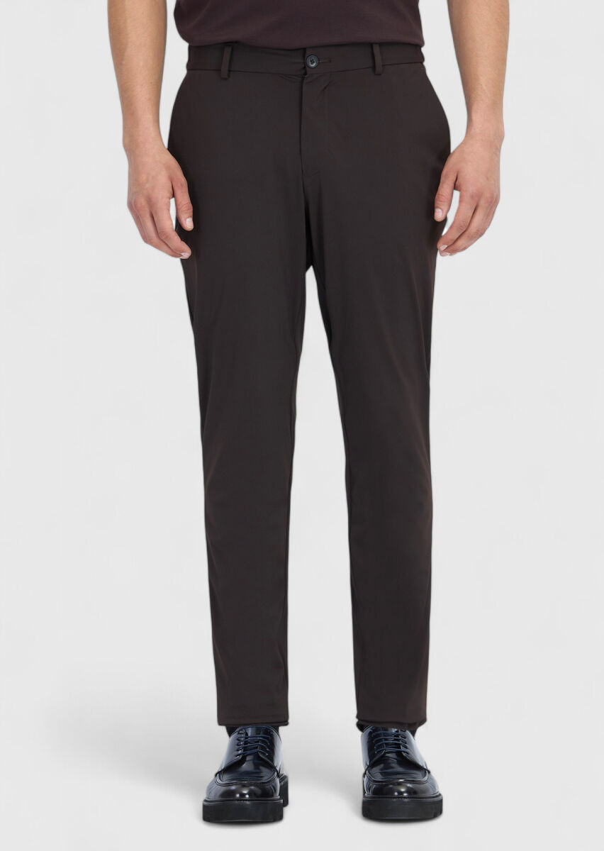 Brown Knitting Jogging Fit Casual Trousers - 2