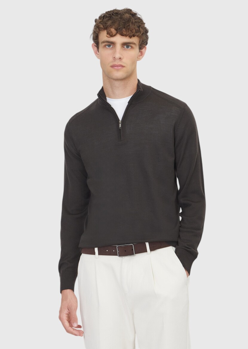 Brown Knitwear Sweatshirt - 1