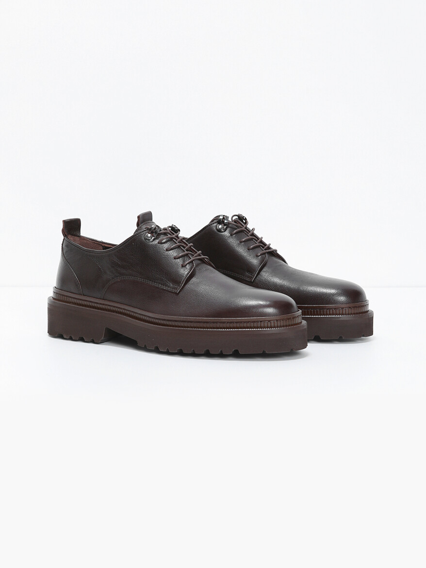 Brown Leather Casual Shoes - 2