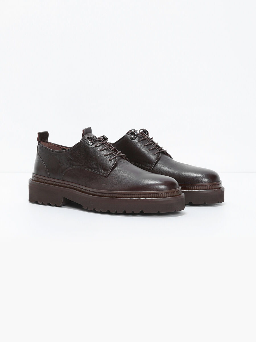 Brown Leather Casual Shoes - 2