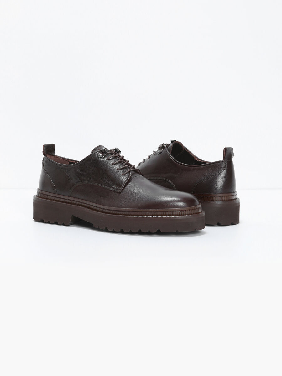 Brown Leather Casual Shoes - 3