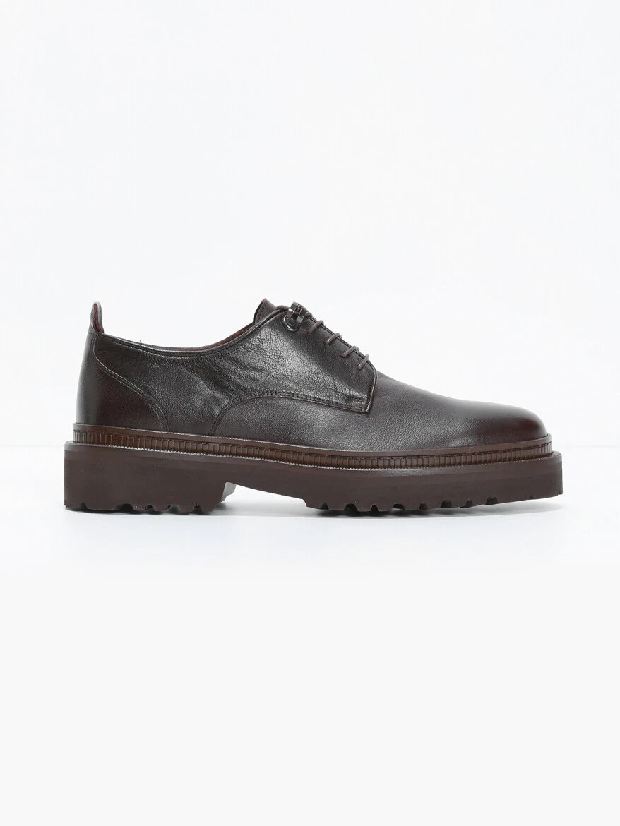 Brown Leather Casual Shoes - 1