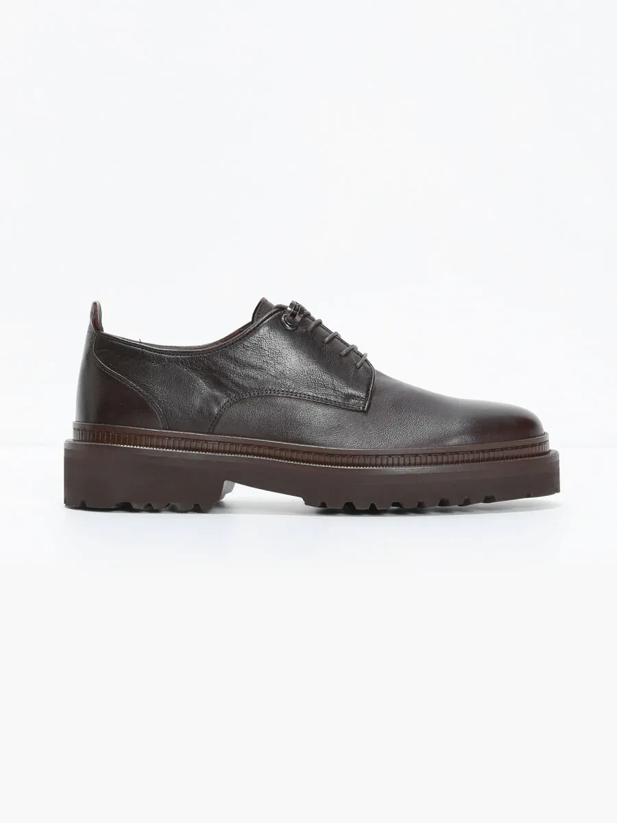Brown Leather Casual Shoes - 1