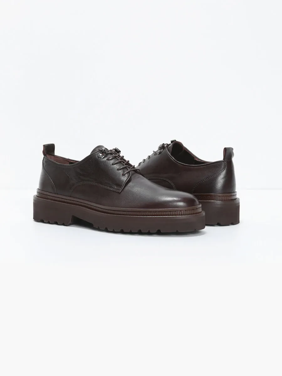 Brown Leather Casual Shoes - 3
