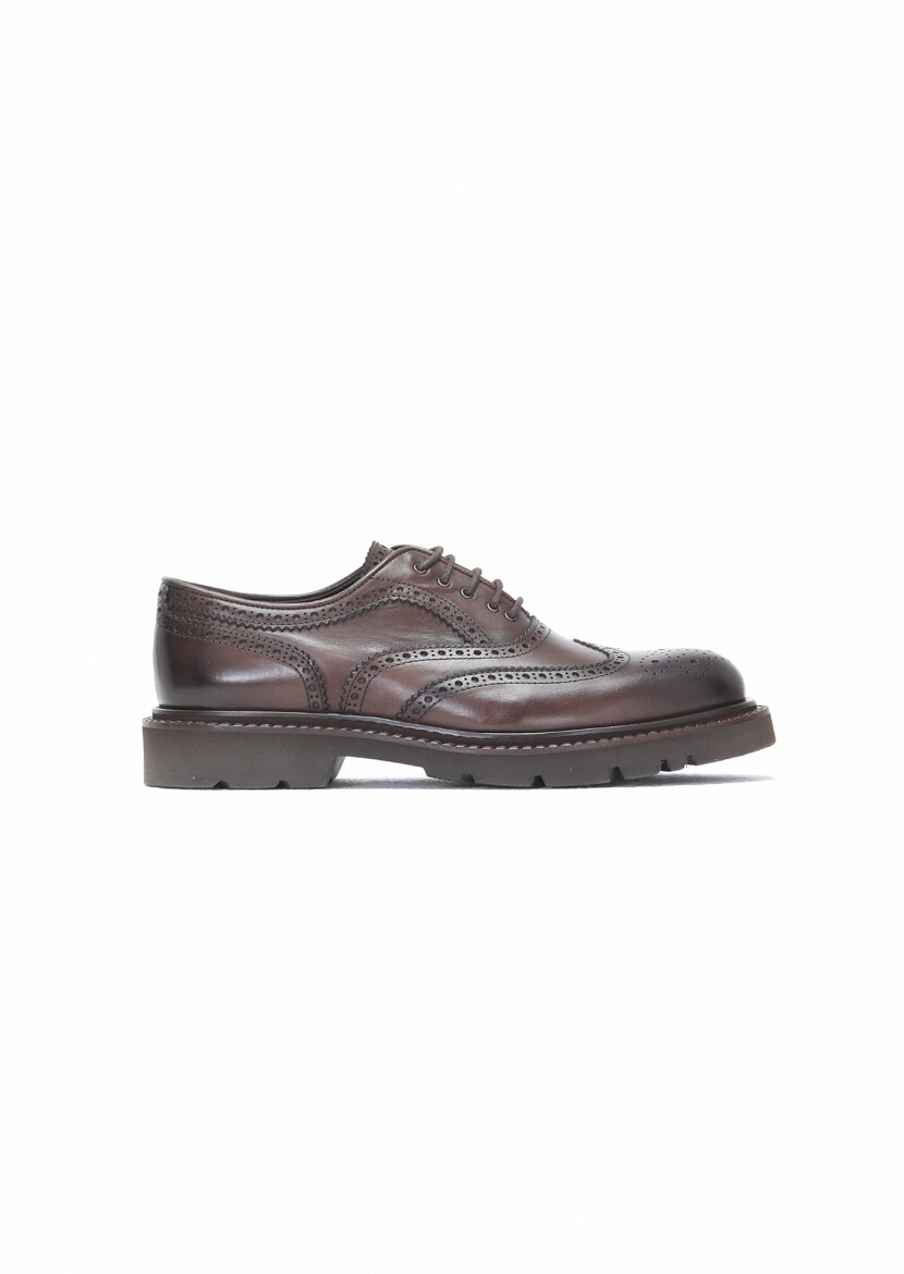 Brown Leather Casual Shoes - 1