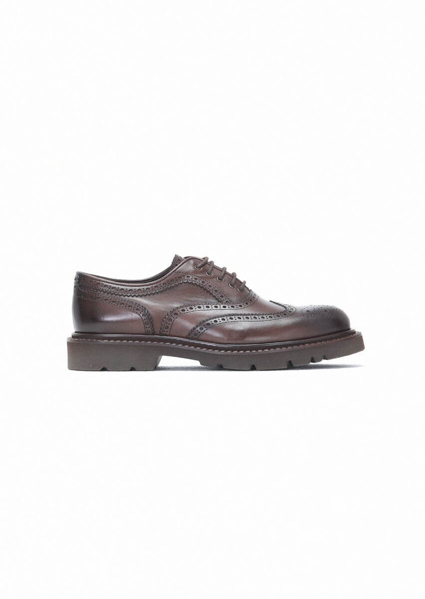 Brown Leather Casual Shoes - 1