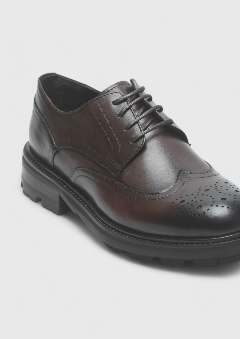 Brown Leather Casual Shoes - 2