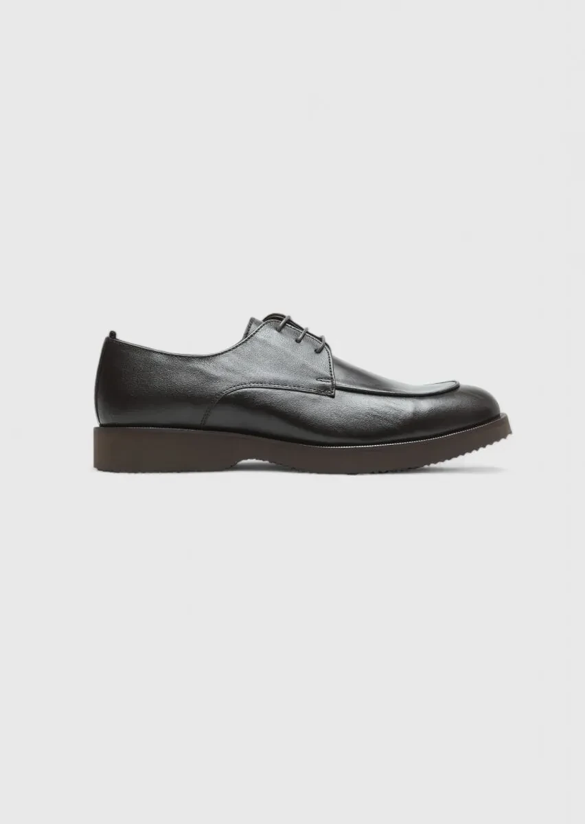 Brown Leather Casual Shoes - 1
