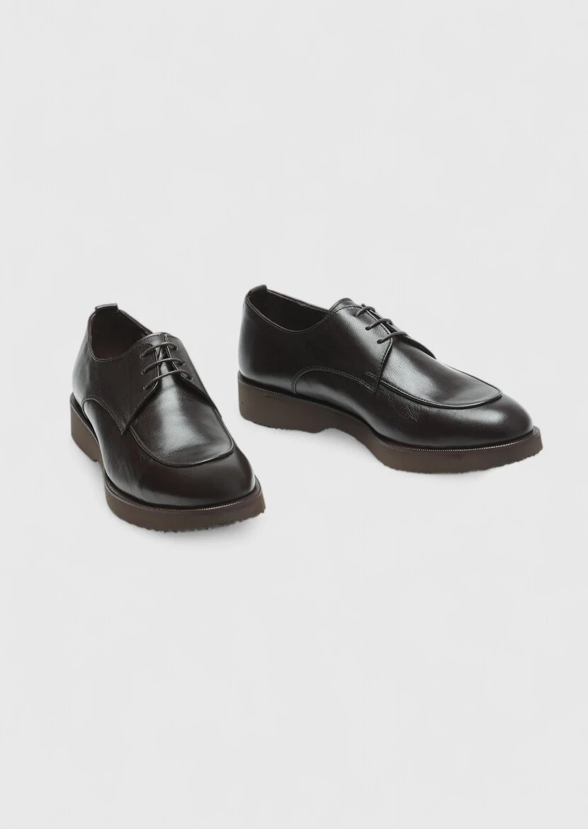 Brown Leather Casual Shoes - 3