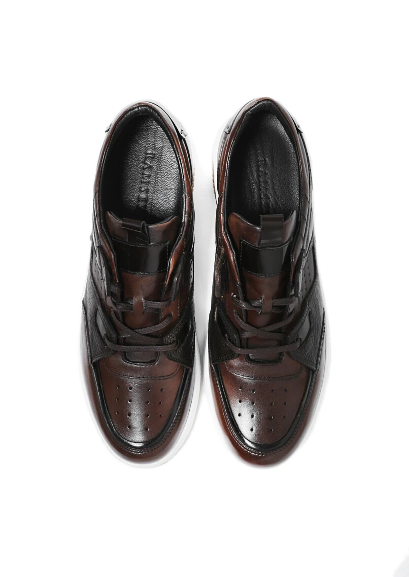 Brown Leather Casual Sneaker - 5