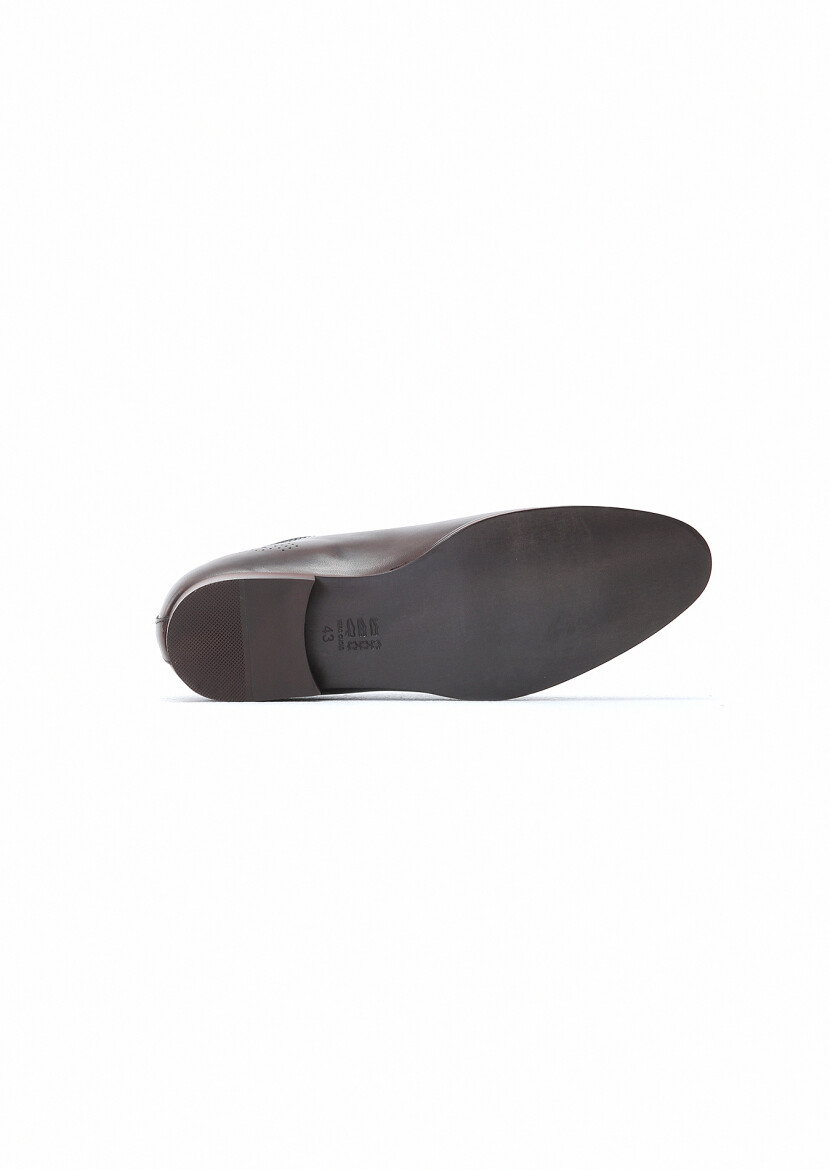 Brown Leather Classical Shoes - 5