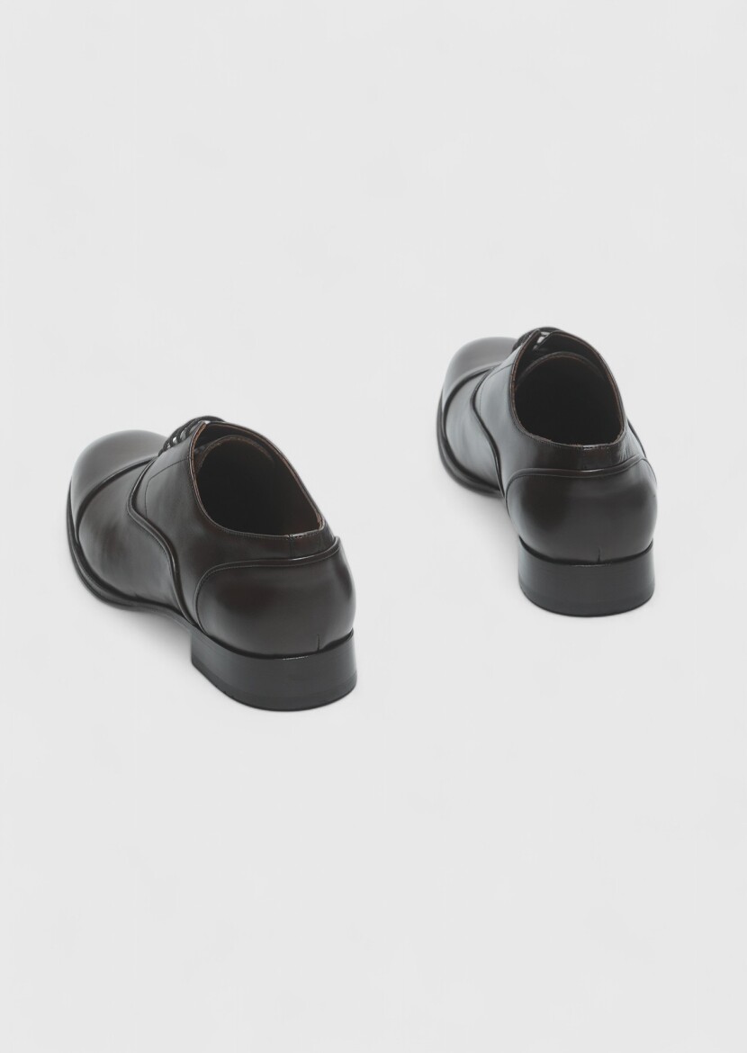 Brown Leather Classical Shoes - 5