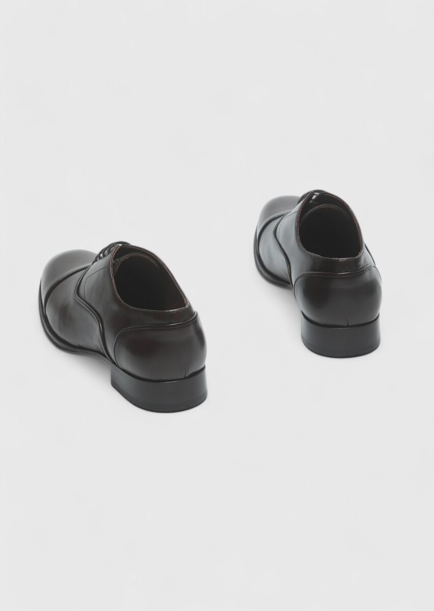 Brown Leather Classical Shoes - 5