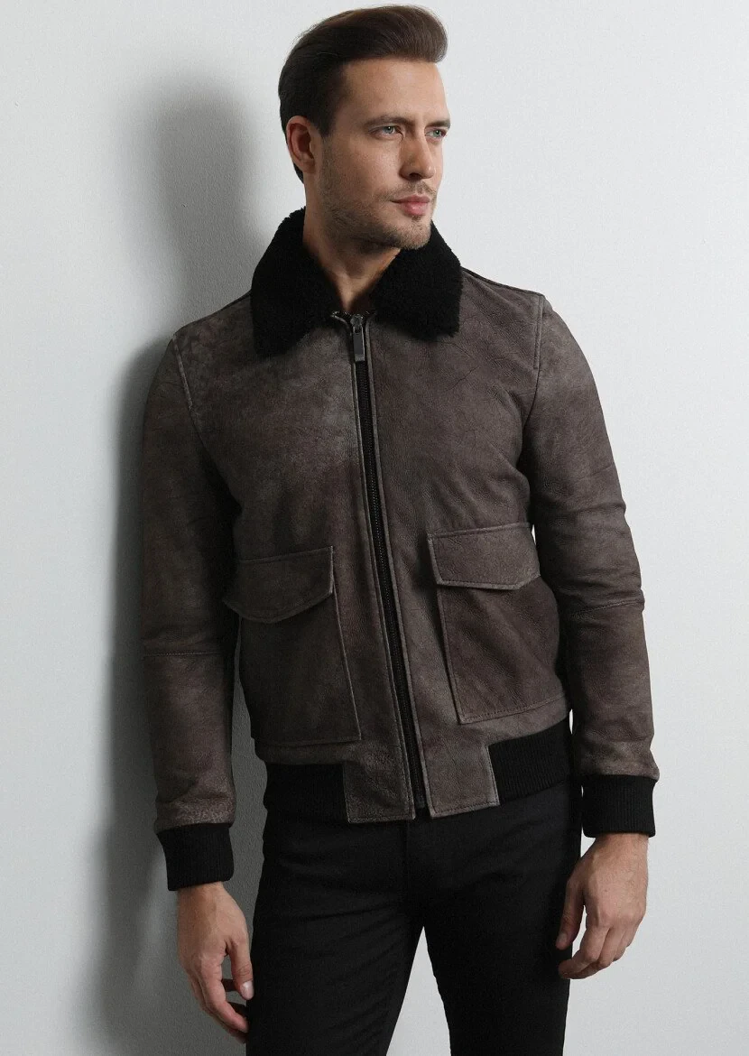 Brown Leather Leather Coat - 3