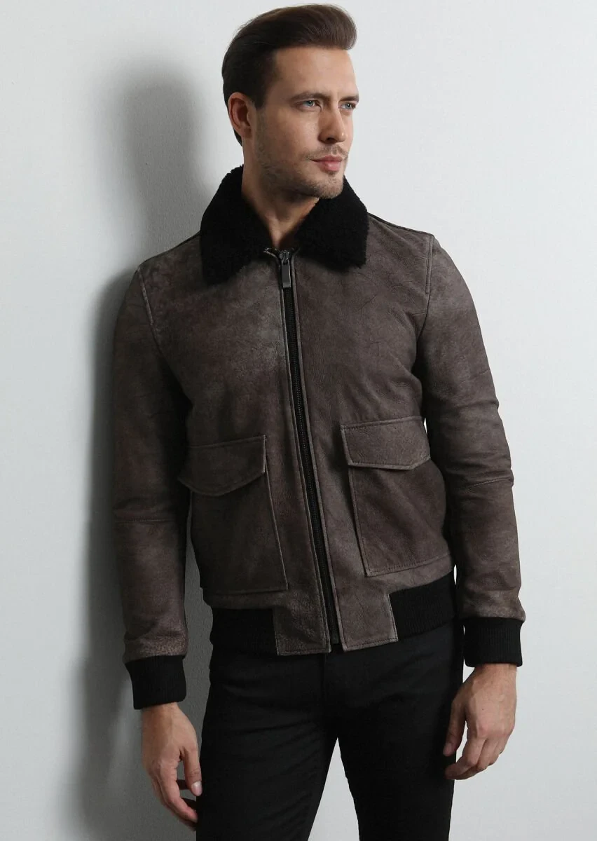 Brown Leather Leather Coat - 3