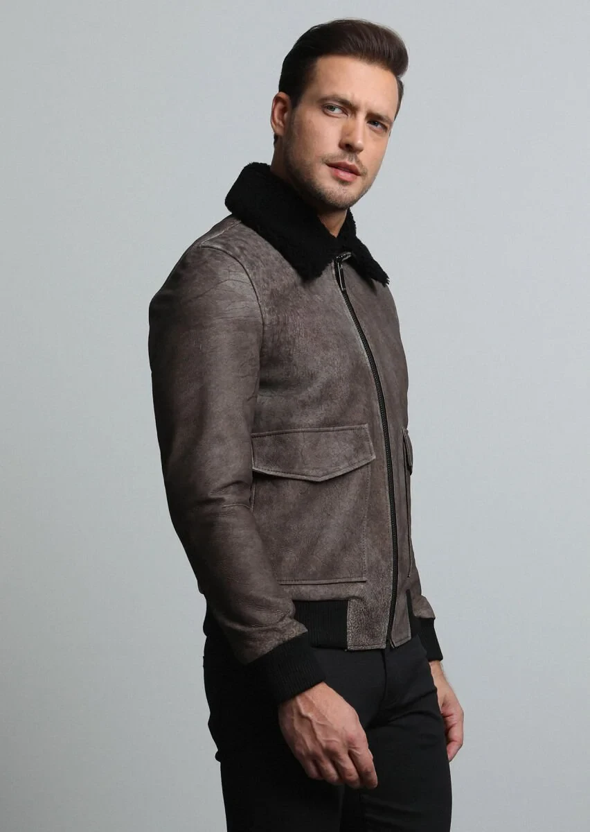 Brown Leather Leather Coat - 4