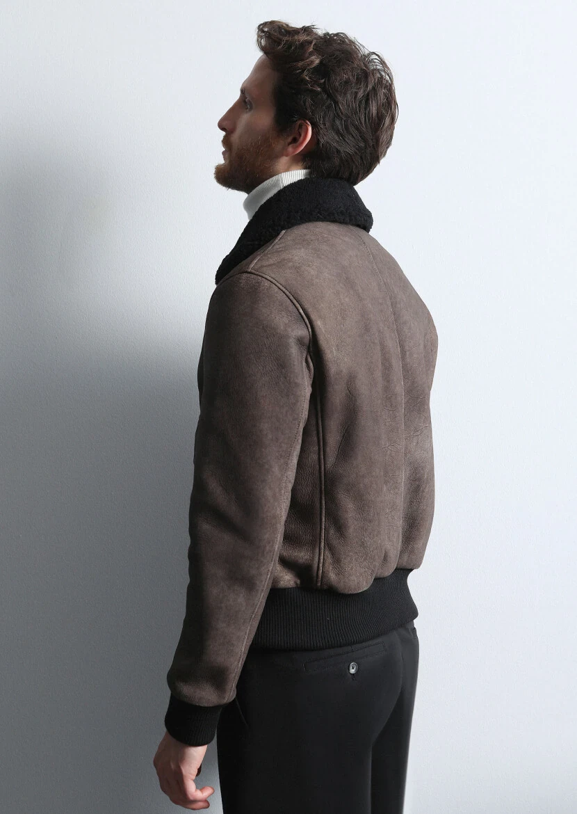 Brown Leather Leather Coat - 5